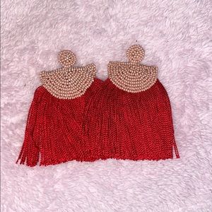 Red tassel earrings
